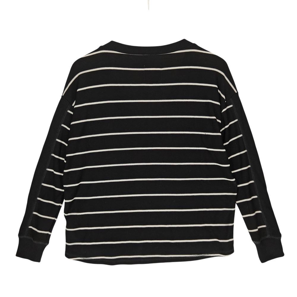 Chaser Womens Black White Striped V-Neck Sweater XS CWB853 - Picture 2 of 7